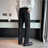 New Men Suit Pants Solid Full Baggy Casual Wide Leg Trousers Black White High Waist Straight Bottoms Streetwear Oversize Pants