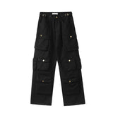 Retro Mult-pockets Streetwear Solid Color Overalls Male and Female Straight Harajuku Baggy Casual Cargos Loose Oversize Trousers