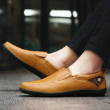 Men Casual Shoes Fashion Genuine Leather Mens Loafers Comfortable Moccasins Breathable Slip on Black Driving Shoes Plus Size 47