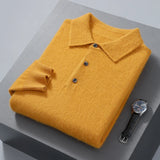 Ilooove Pullover Men's Sweater Polo Neck 100% Mink Cashmere Knitted Sweater Casual Loose Large Size Long Sleeve Winter Korean Version