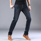 2023  Brand Logo Slim Fit Men's Jeans Business Casual Elastic Straight Denim Pants Male High Quality Trousers Colorful