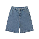 Ilooove Denim Shorts Men's Summer Casual Loose Blue Jeans Shorts Baggy Harajuku Streetwear Hip Hop Short Pants