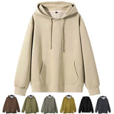 Ilooove HeavyWeight New Autumn Casual Cotton Men's Top Solid Color Loose Hoodies Sweatshirt Long-Sleeve Men's Clothing