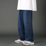 2023 New Street Casual Baggy Jeans Men's Korean Fashion Hip Hop Straight Wide Leg Trousers Couple Denim Pants Black Light Blue