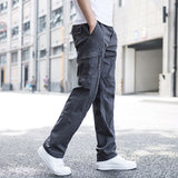 Big Size Men&#39;s Cargo Trousers Straight Leg Work Pant Men Loose Fit Cotton Summer Wide Overalls Male Side Multi Pocket large size