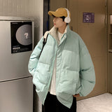 New Korean Style Parkas For Men Multi-color Standing Collar Thicken Fleece Padded Jacket Winter Male Fashion Coats