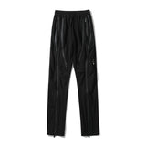 Front Double Zipper Straight Loose Vibe Style Mens Casual Trousers Drawstring Black Multi-pockets Oversized Couple Track Pants