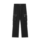 High Street Retro Multi-pocket Straight Men's and Women's Cargo Pants Solid Color Hip Hop Casual Harajuku Loose Casual Trousers