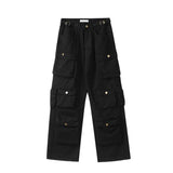 Multi-Pocket Washed Cargo Pants Men Y2K New Retro High Street Fashion High Waist Jeans Couple Harajuku Casual Wide Leg Pants Men