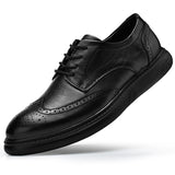 Ilooove Big Size Mens Formal Genuine Leather Dress Shoes British Stylish Business Dress Men Flats High Quality Brogues Oxford Shoes Men