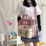 Kawaii Ita Bag For Teenage Girls Harejuku Preppy Backpack Women Cartoon Transparent  JK Shoulder Bag Female Bolso Mujer