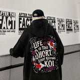 Retro Wash Hooded Sweater Man Large Size Korean Trendy Letter Printed Hoodies Warm Men's Tops Harajuku Street Coat