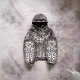 Ilooove Camouflage Hooded Coat Sweater Loose New Printed Men's and Women's Pullover Street Fashion Y2K Retro