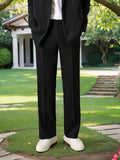 Men's Fashion Solid Color Straight Leg Casual Pants, Wide Leg Dress Trousers For Summer