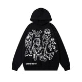 Ilooove Cartoon Graphic Print Hoodies Women Men Y2K Streetwear Harajuku Long Sleeve Pink Hooded Sweatshirt Vintage Casual Loose Hoodie