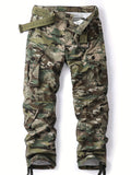 Mens Cotton Blend Camo Cargo Pants - Stylish Flap Pockets, Loose Fit, Ideal for Outdoor Hiking, Fishing & Angling, Comfortable Casual Wear