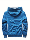 Men's Warm Fleece Hooded Jacket Coat, Warm Thick Zip Up Hoodie For Fall Winter