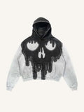 Ilooove New Street Trend Y2K Skull Gothic Punk Fashion Zipper Lazy Zipper Hoodie