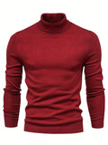 Fall Mens Outfits All Match Knitted Sweater, Men's Casual Warm Slightly Stretch Lapel Neck Pullover Sweater For Men Fall Winter