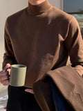 Men'S Fall/Winter Casual Knit Pullover Sweater, Solid Color, Long Sleeve, Slight Stretch, Regular Fit with High Neck Collar