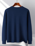 Classic Men's Solid Color Cotton Sweater - Round Neck, Regular Fit, Knit Fabric, Perfect for Everyday Wear and Commuting in Autumn