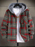 Men's Plaid Long Sleeve Hooded Jacket, Warm Trendy Casual Jacket For Autumn