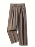 Summer Office Daily Wear Loose Fit Wide Leg Dress Trousers - Casual, Solid, Fluid, Comfortable, Fashionable Pants for Men