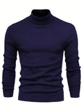 Fall Mens Outfits All Match Knitted Sweater, Men's Casual Warm Slightly Stretch Lapel Neck Pullover Sweater For Men Fall Winter