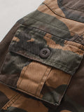 Camouflage Pattern Cotton Tactical Pants, Multi Pocket Cargo Pants