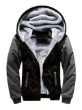 Warm Fleece Hooded Jacket, Men's Casual Stretch Zip Up Jacket Coat For Fall