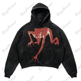 Ilooove Black High Street Gothic Matta Mummy Sweater Street Casual Y2k Hoodie