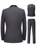 Men's Suit Three-piece Suit Vest Jacket And Pants British Style With Shawl Collar Fashionable, Simple And Versatile, Suitable For Business, Banquets, Weddings And Other Activities