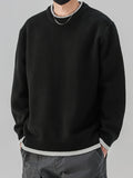 Two-piece Men's Fake Color Block Knitted Crew Neck Casual Long Sleeve Pullover Sweater for Fall Winter