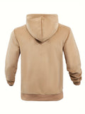 Men's Stylish Fleece-Lined Zip-Up Hoodie With Pockets, Breathable Comfy Hooded Coat For Spring And Autumn