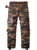 Camouflage Pattern Cotton Tactical Pants, Multi Pocket Cargo Pants