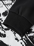 Ilooove - Men's Gothic Skull Print Oversized Hoodie