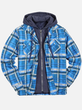 Ilooove - Western Style Men's thickened cotton aztec pattern printing plaid jacket hooded