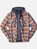 Ilooove - Western Style Men's thickened cotton aztec pattern printing plaid jacket hooded