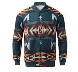 Ilooove - Cardigan Geometric Print Collar Windbreaker Coat Men