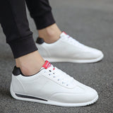 Ilooove White Leather Sneakers Boys Sport Vulcanized Shoes Men Comforthable Spring Sneakers Mens Casual Shoes