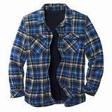 Ilooove - Men Plaid Fleece Shirts Jacket Winter Autumn Warm Thicken Shirt Outwear