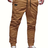 Ilooove - Trendy Solid Cargo Pants, Men's Multi Flap Pocket Trousers, Loose Casual Outdoor Pants, Men's Work Pants Outdoors Streetwear Hiphop Style