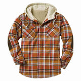 Ilooove - Thickened Warm Men's Shirt Jacket Autumn Winter Plaid Hooded Jacket & Coat