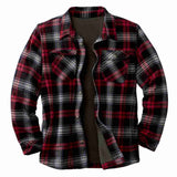 Ilooove - Men Plaid Fleece Shirts Jacket Winter Autumn Warm Thicken Shirt Outwear