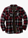 Ilooove - Men Plaid Fleece Shirts Jacket Winter Autumn Warm Thicken Shirt Outwear