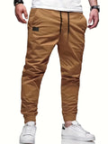 Ilooove - Trendy Solid Cargo Pants, Men's Multi Flap Pocket Trousers, Loose Casual Outdoor Pants, Men's Work Pants Outdoors Streetwear Hiphop Style