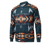 Ilooove - Cardigan Geometric Print Collar Windbreaker Coat Men