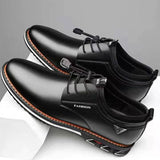Ilooove Men Dress Shoes Cowhide Leather Shoes Men's Comfortable Low-top British Casual Shoe Platform Shoes Man Formal Shoes