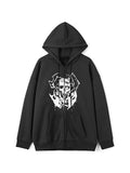 Ilooove - Men's Gothic Skull Print Oversized Hoodie