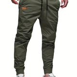 Ilooove - Trendy Solid Cargo Pants, Men's Multi Flap Pocket Trousers, Loose Casual Outdoor Pants, Men's Work Pants Outdoors Streetwear Hiphop Style